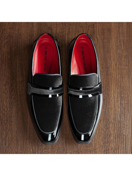 Bruno Marc Men\'s Black Faux Leather Loafer Slip On Tuxedo Classic Formal Shoes main image 5